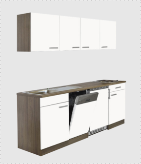 Kitchenette 180cm met vaatwasser en koelkast 50cm RAI-0005