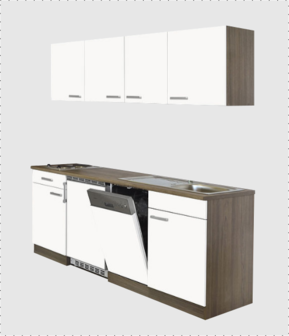 Kitchenette 180cm met vaatwasser en koelkast 50cm RAI-0005