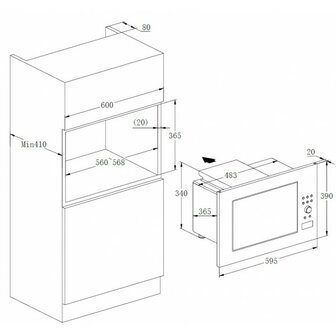 Keukenblok 150 cm incl kookplaat, afzuigkap vaatwasser en koelkast RAI-049