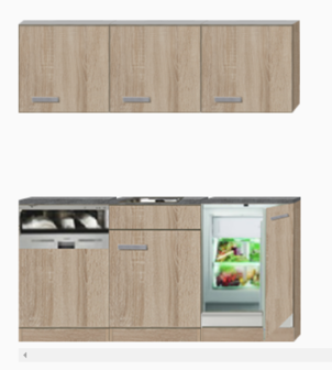Kitchenette 180cm incl inbouw koelkast en vaatwasser RAI-2020