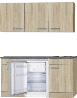 Kitchenette Neapels 150cm met wandkasten, koelkast en kookplaat HRG-081