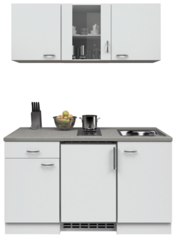 keukenblok 150cm met koelkast wit mat incl wandkasten RAI-999