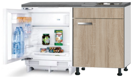 Kitchenette 120cm Padua incl wandkasten en inbouw koelkast RAI-049