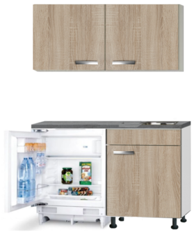 Kitchenette 120cm Padua incl wandkasten en inbouw koelkast RAI-049