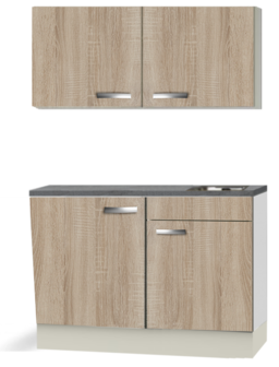 Kitchenette 120cm Padua incl wandkasten en inbouw koelkast RAI-049