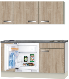 Kitchenette 150cm Padua incl wandkasten en inbouw koelkast RAI-500