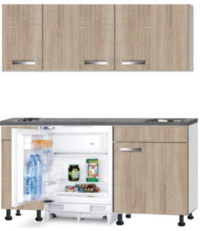 Kitchenette 150cm Padua incl wandkasten en inbouw koelkast RAI-500