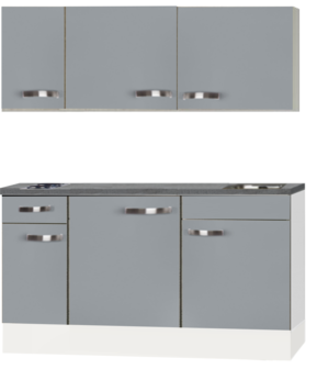 keukenblok 150cm Grijs incl wandkasten en inbouw koelkast RAI-991
