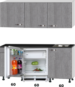 kitchenette 180cm incl inbouw koelkast en kookplaat RAI-433