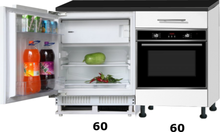 Houden speling Cumulatief Keukenblok 120cm incl inbouw koelkast en oven RAI-773 - KitchenetteOnline