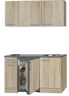 kitchenette 130 houtnerf incl koelkast en e-kookplaat RAI-3322