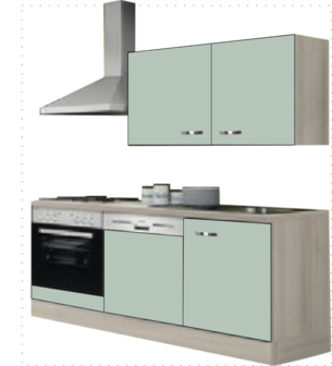 Kitchenette 180 groen zijdeglans incl all apparatuur RAI-053