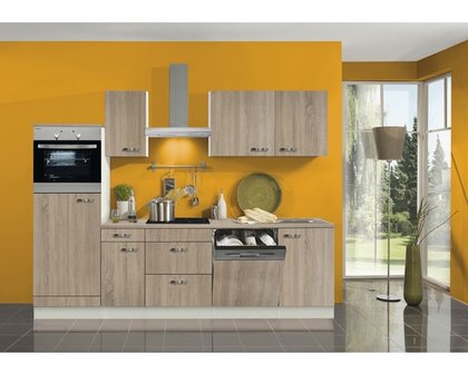 Kitchenette 270 cm imitatie licht eiken incl apparatuur RAI-993