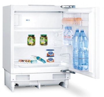 kitchenette 150 cm groen met stelpoten en inbouw koelkast RAI-404