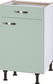 kitchenette 150 cm groen met stelpoten en inbouw koelkast RAI-404