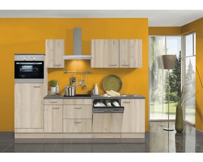 Kitchenette Elba 270 cm replica beuken inclusief ingebouwde apparaten