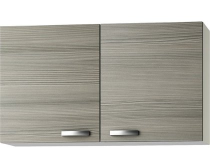 Keukenblok 120cm Grijs-bruin met stelpoten incl rvs aanrechtblad en wandkasten RAI-8548