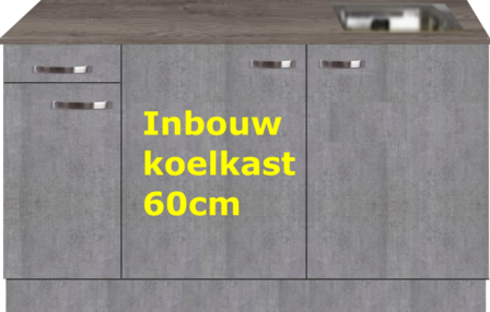 keukenblok 150cm Betonlook met stelpoten RAI-0107