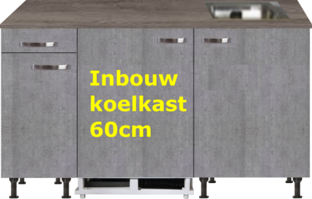 keukenblok 150cm Betonlook met stelpoten RAI-0107