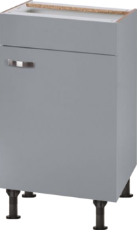 Kitchenette 160cm grijs met inbouw koelkast en stelpoten RAI-884