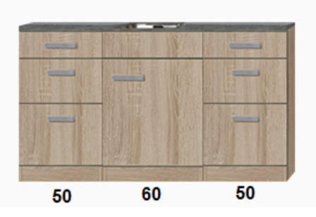 Kitchenette 160cm incl rvs spoelbak RAI-922