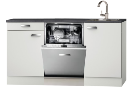 Kitchenette 150cm wit hoogglans met vaatwasser RAI-4435