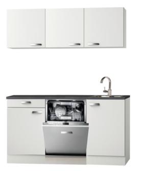 Kitchenette 150cm wit hoogglans met vaatwasser RAI-4435