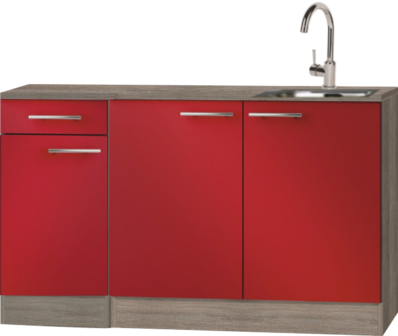 keukenblok Rood hoogglans 190 cm met inbouw koelkast en wandkasten RAI-998