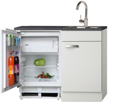 Kitchenette 100cm Lagos wit hoogglans incl inbouw koelkast RAI-258