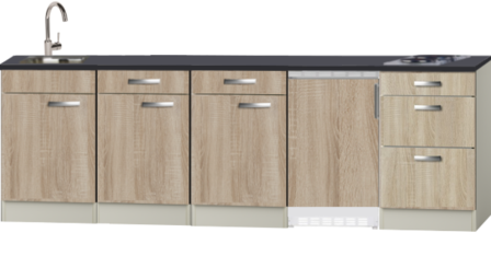 Kitchenette Neapels 240cm incl koelkast en e-kookplaat HRG-025