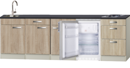 Kitchenette Neapels 240cm incl koelkast en e-kookplaat HRG-025