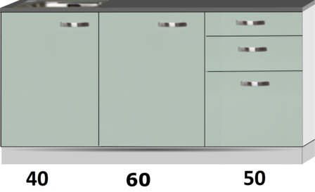 Kitchenette 150cm met inbouw koelkast 60cm breed RAI-2323
