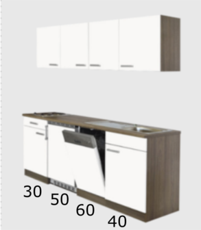 Kitchenette 180cm met vaatwasser en koelkast 50cm RAI-0005