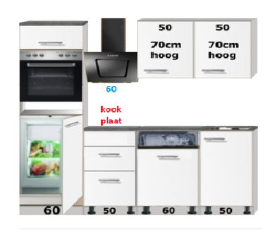 Rechte keuken wit mat 220cm incl inbouw apparatuur RAI-9900