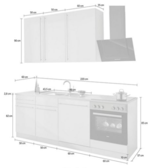 Rechte keuken 210cm met inbouw apparatuur RAI-9500