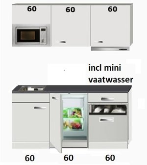 kitchenette 180cm incl mini vaatwasser,combi magnetron en koelkast RAI-444