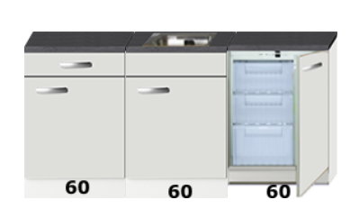 Keukenblok 180cm met inbouw vriezer RAI-4491