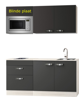 Kitchenette antraciet 180cm met magnetron KIT-0116