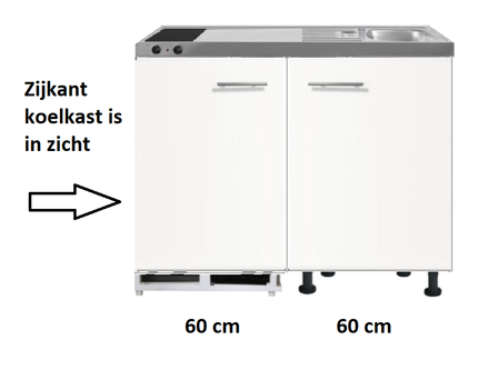 kitchenette 120 met domino keramische kookplaat en inbouw koelkast RAI-8888