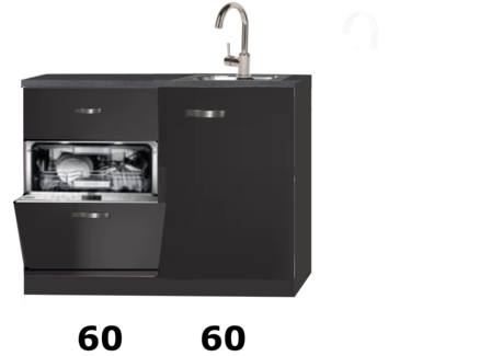 kitchenette 120cm zwart met mini vaatwasser NEY-8588