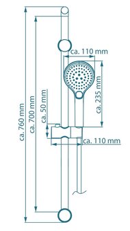 Doucheset, lijm, chroom  antikalk nozzles  handdouche met 3 functies  douchekop: &Oslash; ca. 11 cm  wandbevestiging  lijm - &quot;Made in Germany&quot;  flexibele doucheslang van metaal, lengte: ca. 160 cm, ant