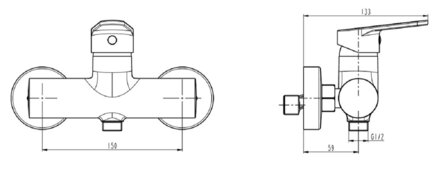 FUTURA &eacute;&eacute;ngreepsmengkraan douche, chroom  duurzaam verchroming - conform DIN EN 248  bijzonder stil - geluidsklasse A  geluidsarme, verwisselbare 35 mm-cartouche  &frac12;&quot; (&Oslash; ca. 1,9 cm) verbinding voor