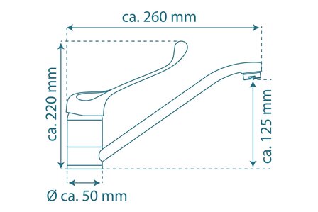 VITAL &eacute;&eacute;ngreepsmengkraan keuken, chroom  keukenkraan met extra lange, ergonomische handgreep  draaibereik 150&deg; voor een grote actieradius  keramische schijven  geluidsarme, verwisselbare 40 mm car