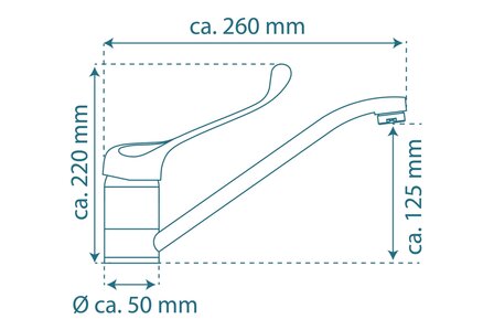 VITAL &eacute;&eacute;ngreepsmengkraan keuken, chroom  keukenkraan met extra lange, ergonomische handgreep  draaibereik 150&deg; voor een grote actieradius  keramische schijven  geluidsarme, verwisselbare 40 mm car