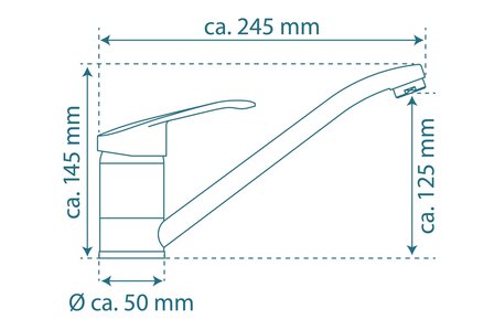 FALCON &eacute;&eacute;ngreepsmengkraan keuken, chroom  kraan met verlengde uitloop en draaibereik 360&deg;  keramische schijven  geluidsarme, verwisselbare 40 mm-cartouche  flexibele 500 mm metalen aansluitslangen