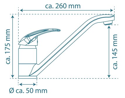 ALBATROS &eacute;&eacute;ngreepsmengkraan keuken, lage druk, chroom  lage druk kraan - alleen geschikt voor lage druk boilers/kleine accumulatoren (onder wastafel model)  met verlengde uitloop en 360&deg; draaibereik