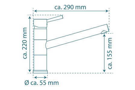 UNICORN &eacute;&eacute;ngreepsmengkraan keuken, chroom  kraan met hoge uitloop en draaibereik 150&deg;   keramische schijven  geluidsarme, verwisselbare 40 mm-cartouche met Eco-Click functie en kinderbeveiliging  