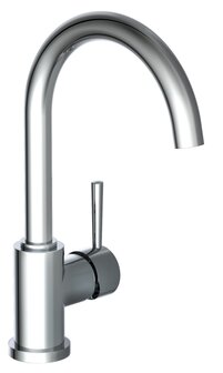 UNICORN &eacute;&eacute;ngreepsmengkraan keuken met ronde uitloop, chroom  elegante kraan met hoge ronde uitloop en draaibereik 150&deg;  energiebesparing door cold start functie  keramische schijven  geluidsarme, 