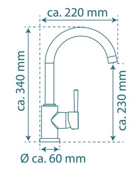 UNICORN &eacute;&eacute;ngreepsmengkraan keuken met ronde uitloop, chroom  elegante kraan met hoge ronde uitloop en draaibereik 150&deg;  energiebesparing door cold start functie  keramische schijven  geluidsarme, 