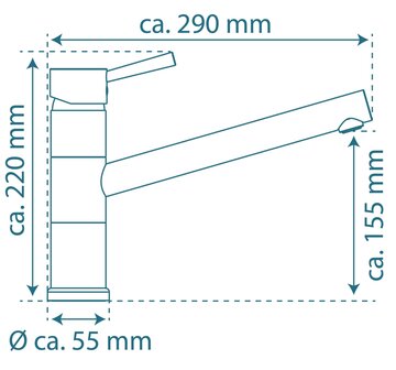 UNICORN &eacute;&eacute;ngreepsmengkraan keuken, lage druk, chroom  lage druk kraan - alleen geschikt voor lage druk boilers/kleine accumulatoren (onder wastafel model)  met hoge uitloop en 150&deg; draaibereik  Eco